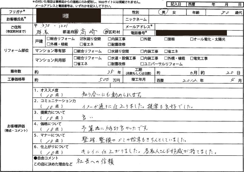  I様（群馬県高崎市）