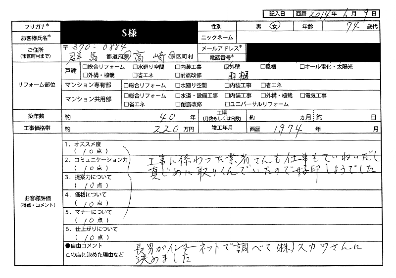 S様（群馬県高崎市）