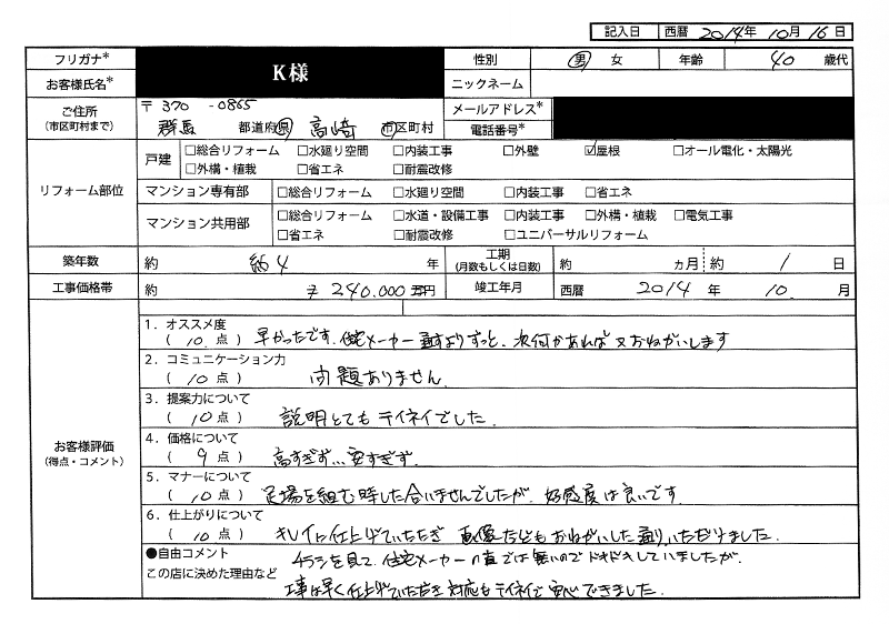  K様（群馬県高崎市）