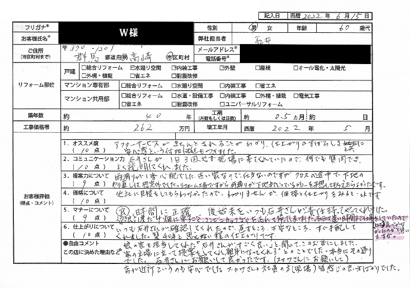  W様(群馬県高崎市)