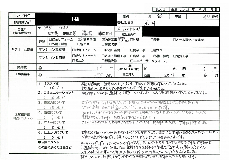  I様(群馬県藤岡市)