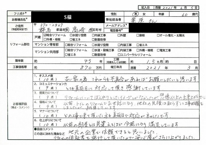  S様(群馬県高崎市)