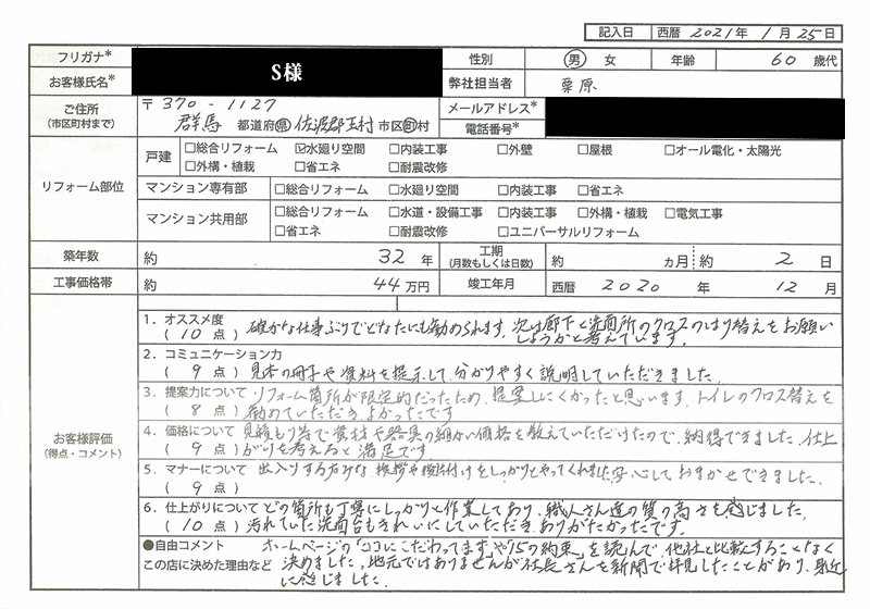 S様(群馬県玉村市町)