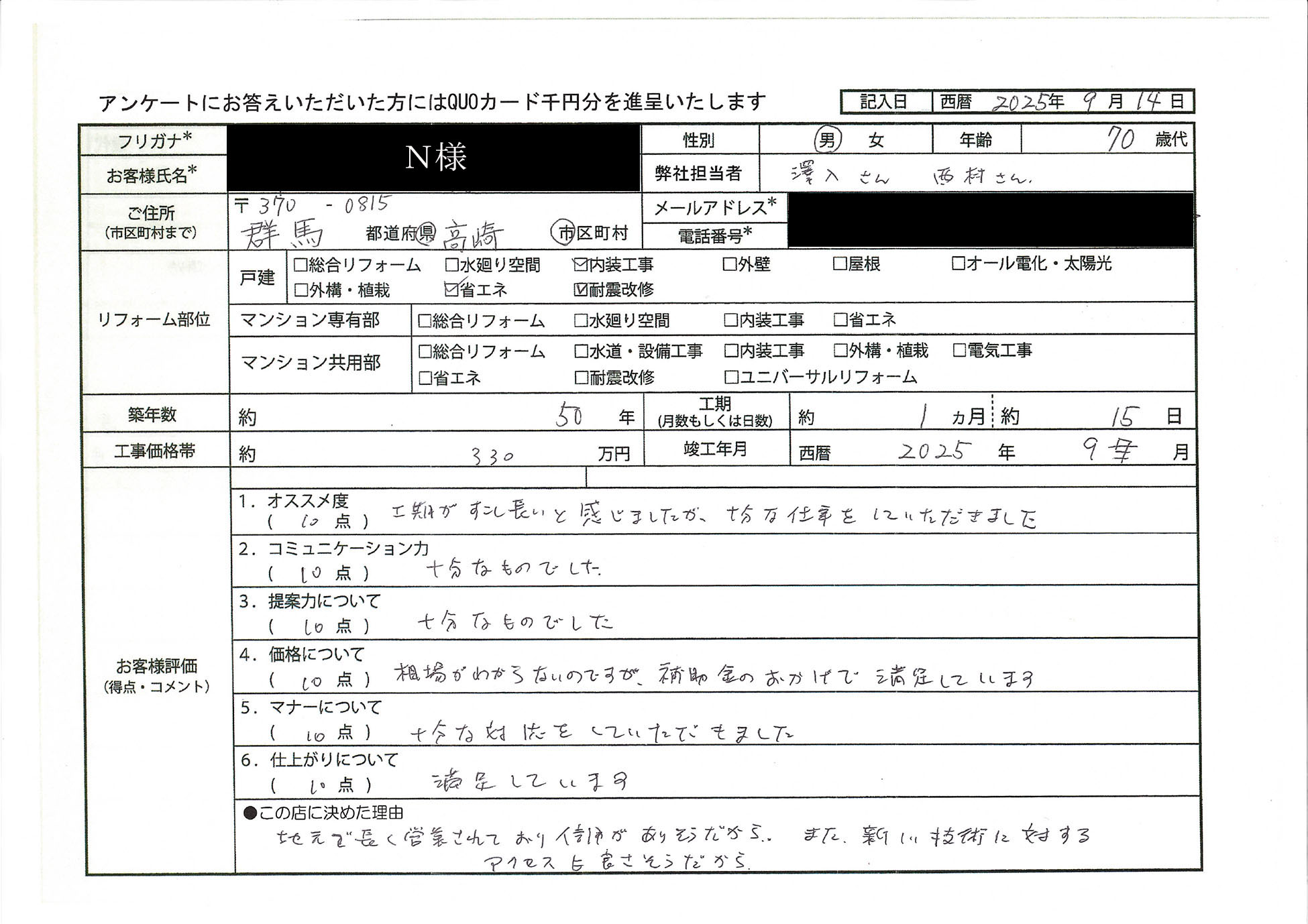 N様(群馬県高崎市)